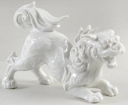 Fitz & Floyd Figurines Foo Dog-White (Tail Up) - No Box Nb71a