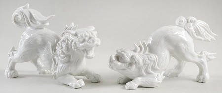 Fitz & Floyd Figurines Foo Dog-White (Pair) - No Box