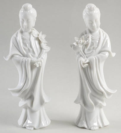 Fitz & Floyd Figurines Kwan Yuen-White (Pair) - No Box