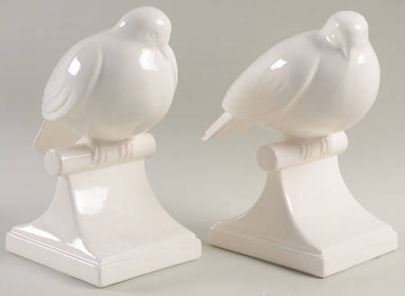 Book Ends Art Deco Pigeons-White - No Box
