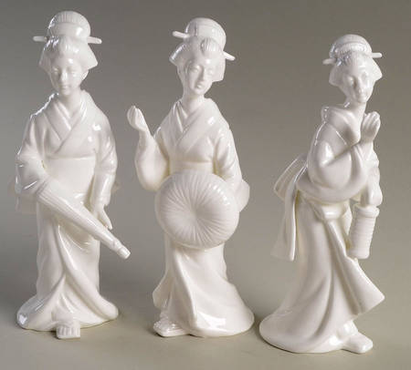 Fitz & Floyd Figurines Geishas-Set Of 3-White - No Box