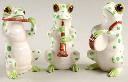 Fitz & Floyd Figurines Frog Band-Set Of 3 - No Box