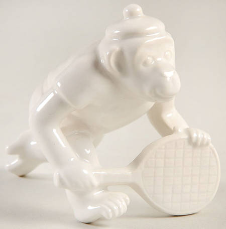 Fitz & Floyd Figurines Monkey Playing Tennis-White - No Box