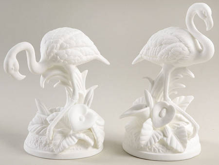 Fitz & Floyd Figurines Flamingo-Pair-White - No Box