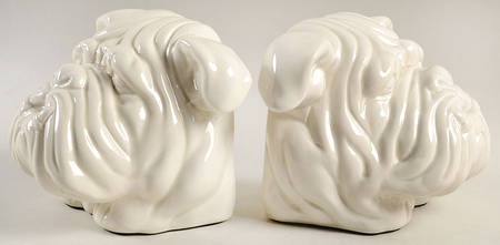 Book Ends Bulldog Head-White - No Box