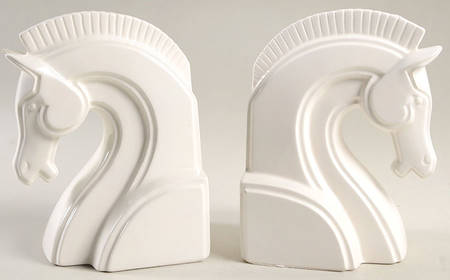 Book Ends Equestrian (Horse Head)-White - No Box