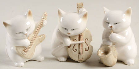 Fitz & Floyd Figurines Cool Cat Band -Set Of 3 - No Box