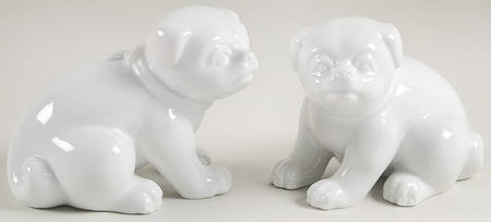 Fitz & Floyd Figurines Bulldog Pair-White - No Box