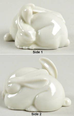 Fitz & Floyd Figurines 2 Rabbits-White - No Box