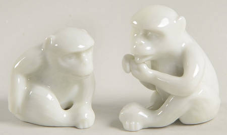 Fitz & Floyd Figurines Monkeys-White (Set Of 2) - No Box