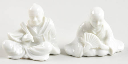 Fitz & Floyd Figurines Oriental Man/Woman Sitting-White - No Box