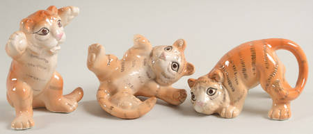 Fitz & Floyd Figurines Tumbling Tigers (Set Of 3) - No Box
