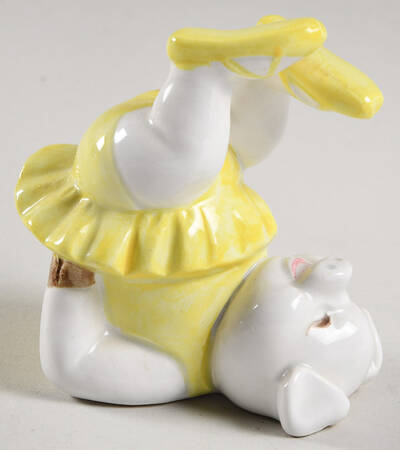 Fitz & Floyd Figurines Tumbling Pig-Elbows Folded - No Box