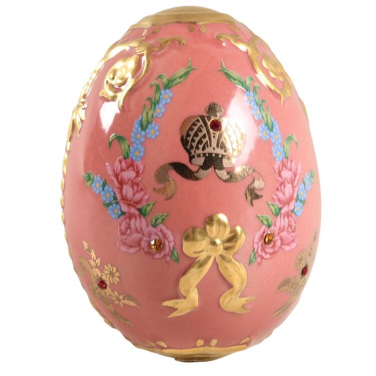 Faberge Imperial Jeweled Egg Collection Coronation Crown-Salmon - No Box