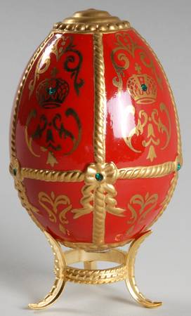 Faberge Imperial Jeweled Egg Collection Golden Crown-Red - No Box