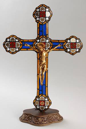 Franklin Mint Giftware Final Hour-Stained Glass Crucifix - Boxed