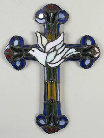 Franklin Mint Giftware Dove-Stained Glass Cross - Boxed