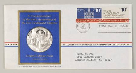 Postmasters of America First Continental Congress, 200th Annive - No Box
