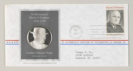 Postmasters of America Harry S Truman Memorial-33th President - No Box 60