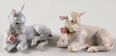 Capodimonte Rose Donkey & Cow - Boxed