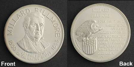 Presidential Medallion Sterling Millard Fillmore - No Box