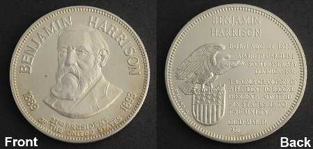 Presidential Medallion Sterling Benjamin Harrison - No Box