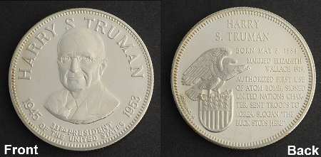 Presidential Medallion Sterling Harry S. Truman - No Box