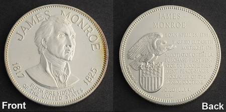 Presidential Medallion Sterling James Monroe - No Box