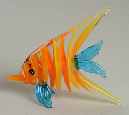 Glass Menagerie Orange Striped Angel Fish-3" L - Boxed