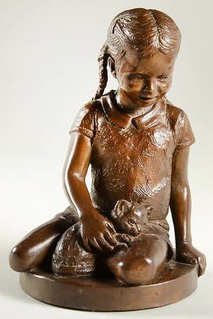 Charles Parks Bronzes Girl With Cat - No Box