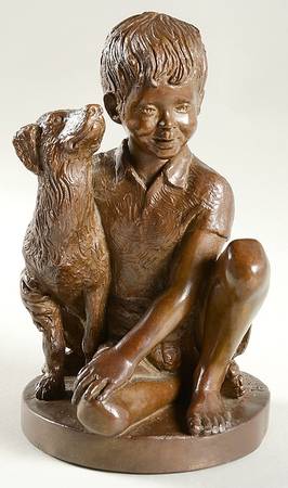 Charles Parks Bronzes Boy With Dog - No Box