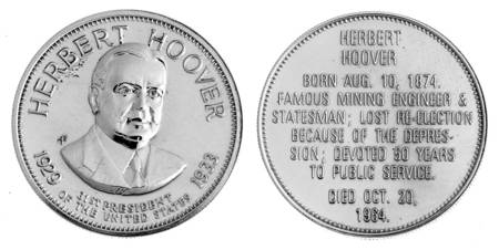Presidential Commemorative Coins Herbert Hoover - No Box
