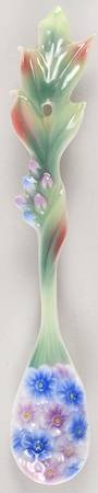 Floral Cup & Saucer Forget Me Not Flower-Spoon - Boxed
