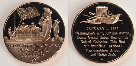 History of the American Revolution Washington Unfurls First Flag Of Freedom - No Box