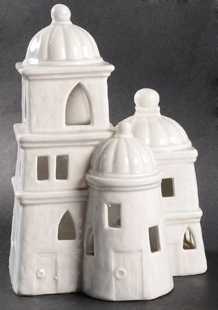 Nativity Figurines (White) House With Three Buildings - No Box
