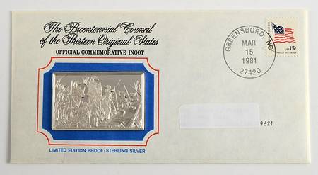 Bicentennial Council Ingots Battle Of Guilford Courthouse - No Box