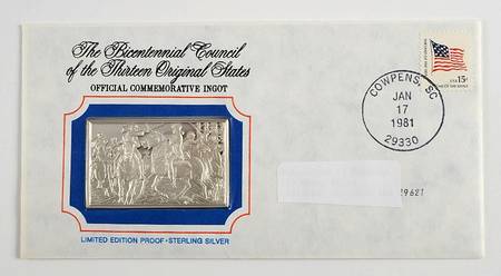 Bicentennial Council Ingots Battle Of Cowpens - No Box