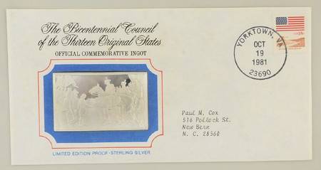 Bicentennial Council Ingots Battle Of Yorktown - No Box