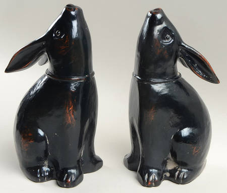 Ceramique Vernissage Rabbit Bookends-Black - No Box
