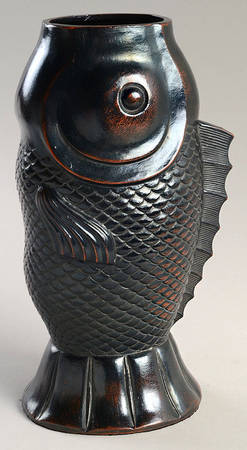 Ceramique Vernissage Fish Vase-Black - No Box