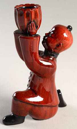 Ceramique Vernissage Oriental Man Candleholder-Cinnabar - No Box 42