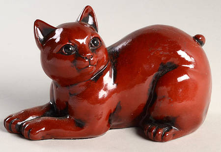 Ceramique Vernissage Kitten-Cat Sitting-Cinnabar - No Box