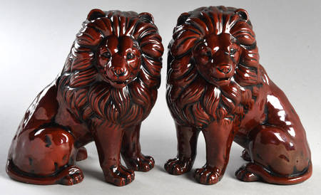 Ceramique Vernissage Lion Pair-Cinnabar - No Box