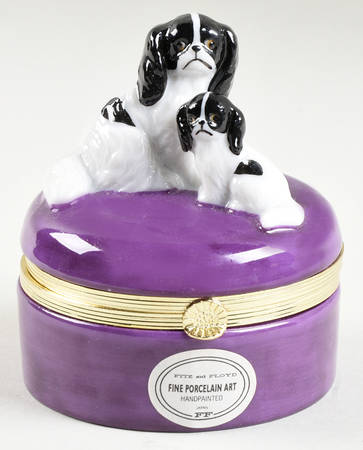 Limoges Box Spaniel & Pup - No Box