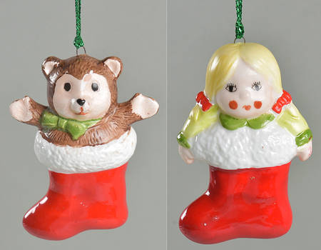 Omnibus Ornament Girl/Teddy Bear Stocking-Pair - No Box