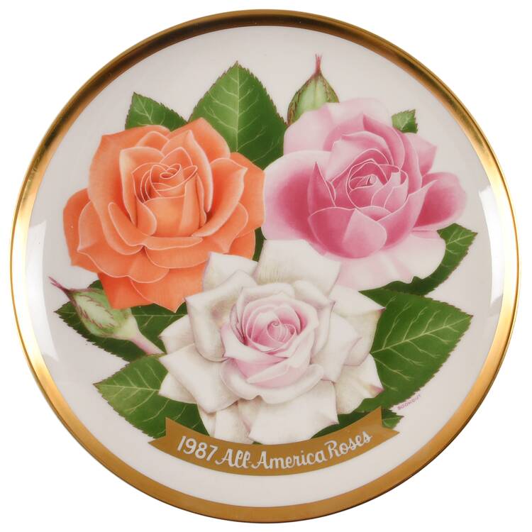 All America Rose Plate #2 Bonica, New Year, Sheer Bliss - No Box