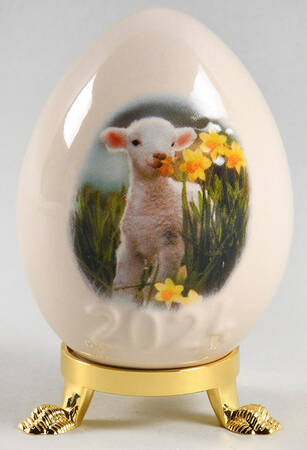 Goebel Easter Egg Lamb With Daffodils - Boxed