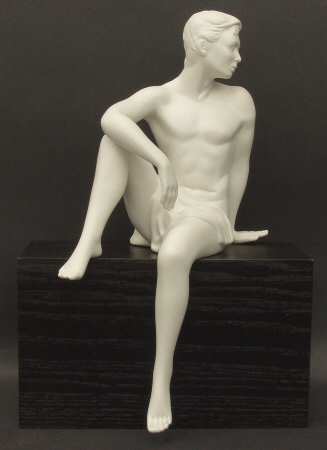 All White Figurines Male Nude On Base-Matte - Boxed