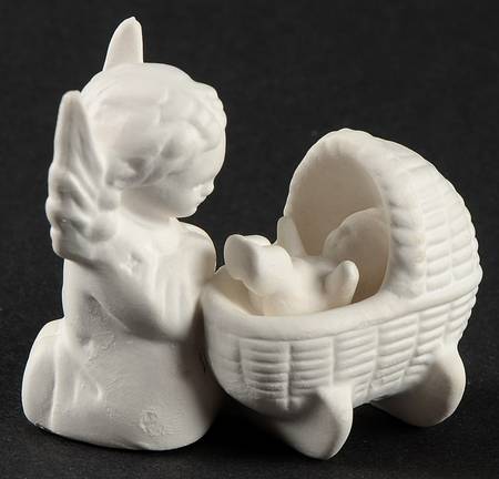 All White Figurines Angel With Baby Jesus-Matte - No Box