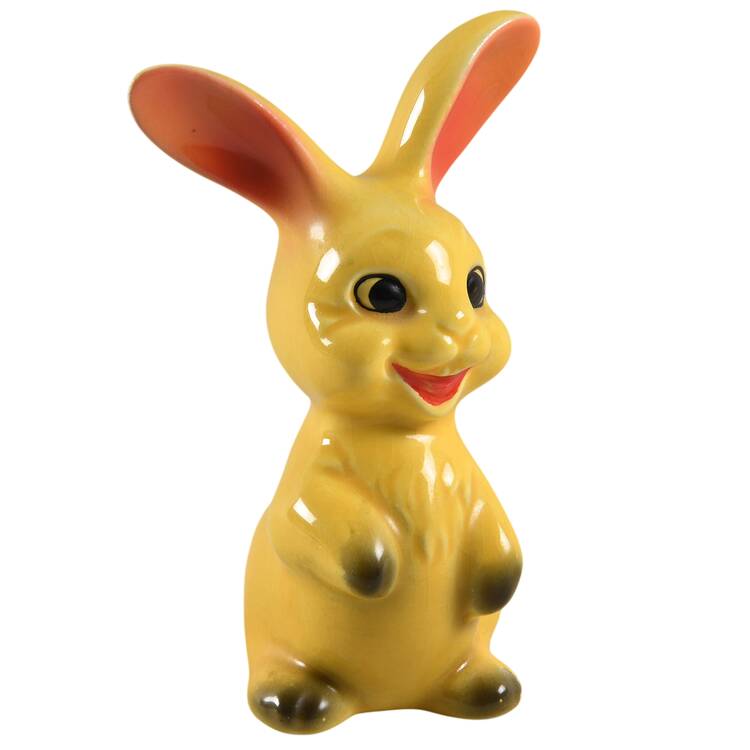 Animals-Figurines Rabbit-Yellow & Black - No Box
